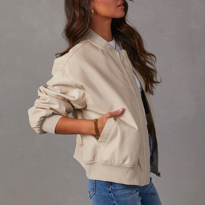 Women’s Relaxed Vegan Leather Bomber Jacket