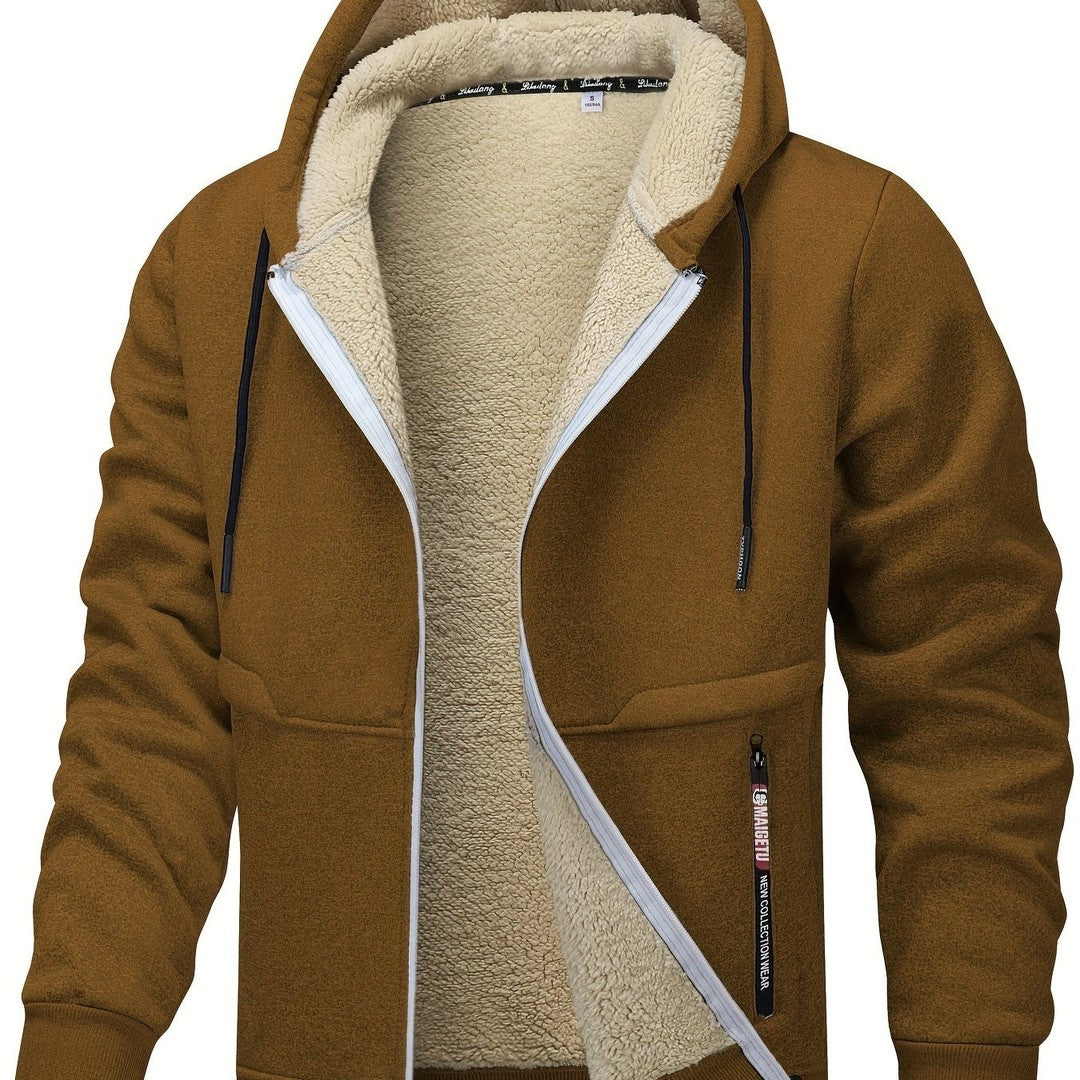 Men’s Plush-Lined Stretch Hooded Winter Jacket