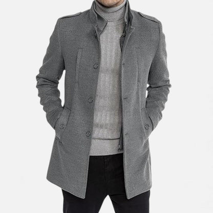 Men’s Textured Wool-Look Mid-Length Zip Coat