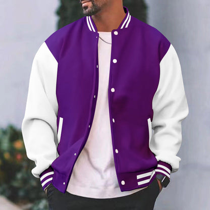 Men’s Color-Block Snap-Front Varsity Jacket