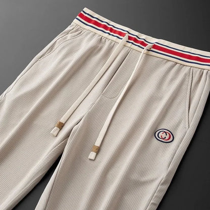 Men’s Ribbed Stretch Joggers with Striped Waistband
