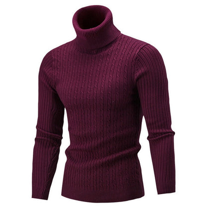 Men’s Textured Cable Knit High-Neck Sweater