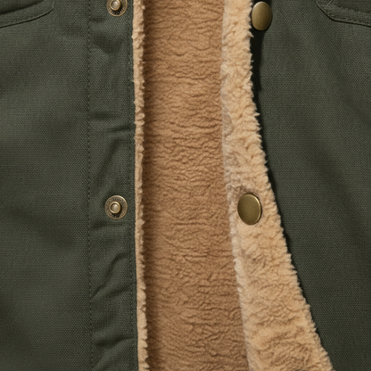 Men’s Sherpa-Lined Button-Up Jacket with Chest Pockets