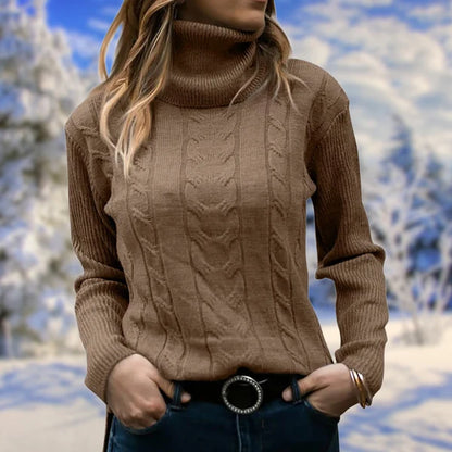 Women’s Slim Fit High-Neck Knit Pullover Sweater for Layering