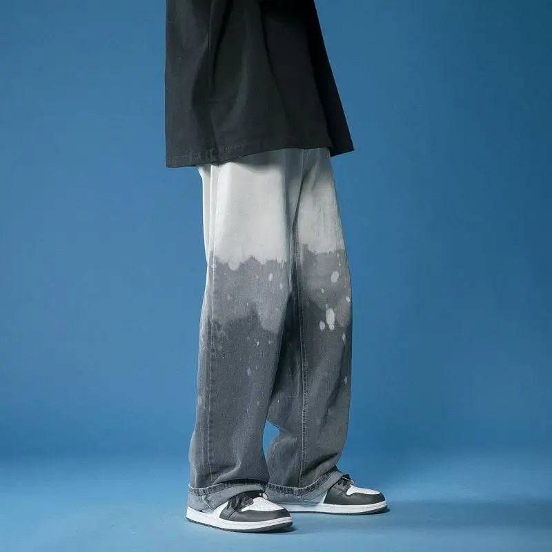 Men’s Tailored Fade-Finish Denim Jeans with Five Pockets