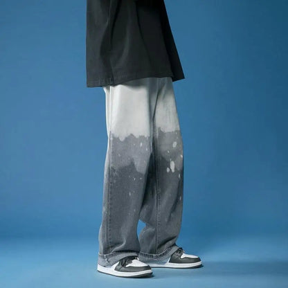 Men’s Tailored Fade-Finish Denim Jeans with Five Pockets