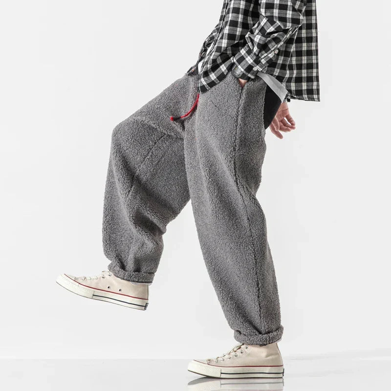 Men’s Soft Fleece Relaxed Pants with Drawstring Waist