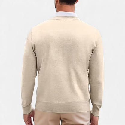 Men’s Medium-Stretch V-Neck Winter Knit Pullover