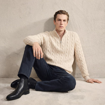 Men’s Smooth Leather Chelsea Boots with Cushioned Lining
