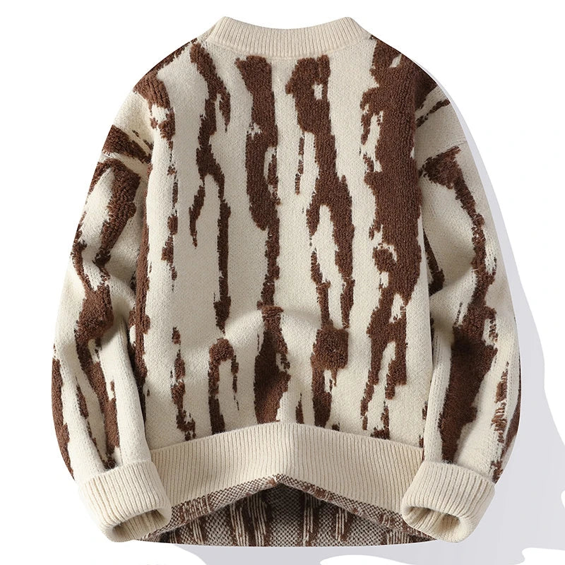 Men’s Textured Vertical Pattern Crewneck Sweater