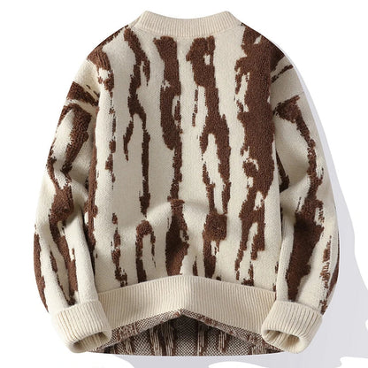 Men’s Textured Vertical Pattern Crewneck Sweater