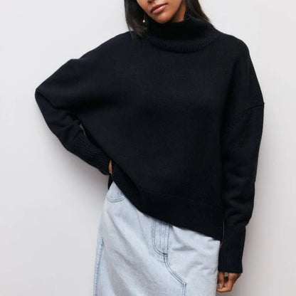 Women’s Soft High-Neck Classic Knit Sweater for Everyday Style