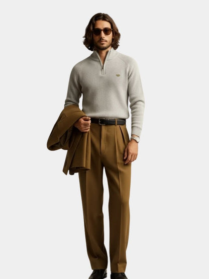 Men’s Embroidered Cotton Quarter-Zip Pullover