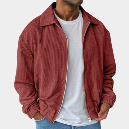 Men’s Textured Relaxed-Fit Full-Zip Collared Jacket