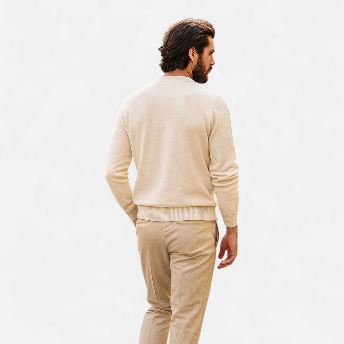 Men’s Soft Cashmere-Wool Relaxed Crew Neck Sweater