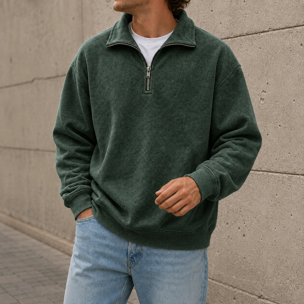 Men’s Relaxed Solid Half-Zip Sweatshirt