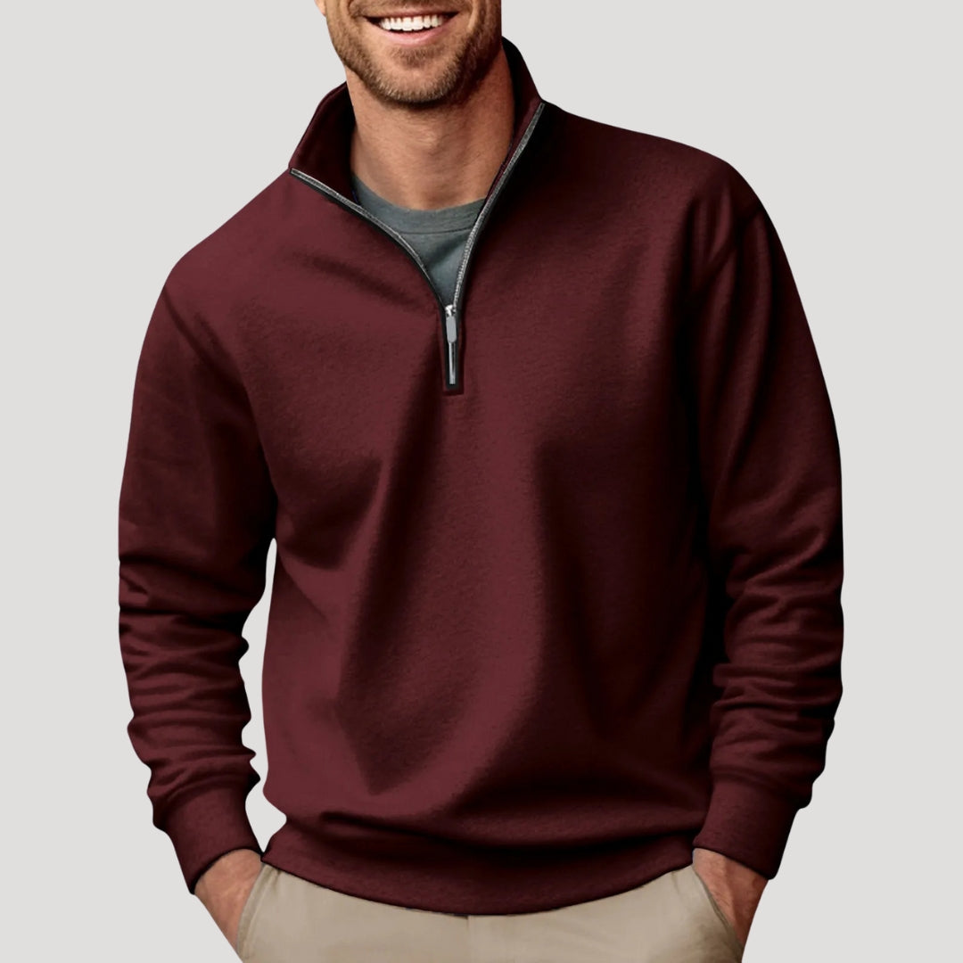 Men’s Lightweight Cotton-Blend Half-Zip Sweatshirt
