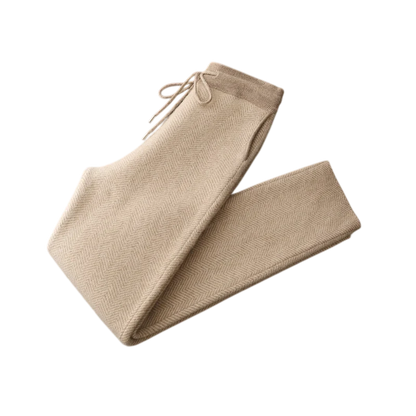 Men’s Wool Herringbone Trousers with Relaxed Tapered Fit