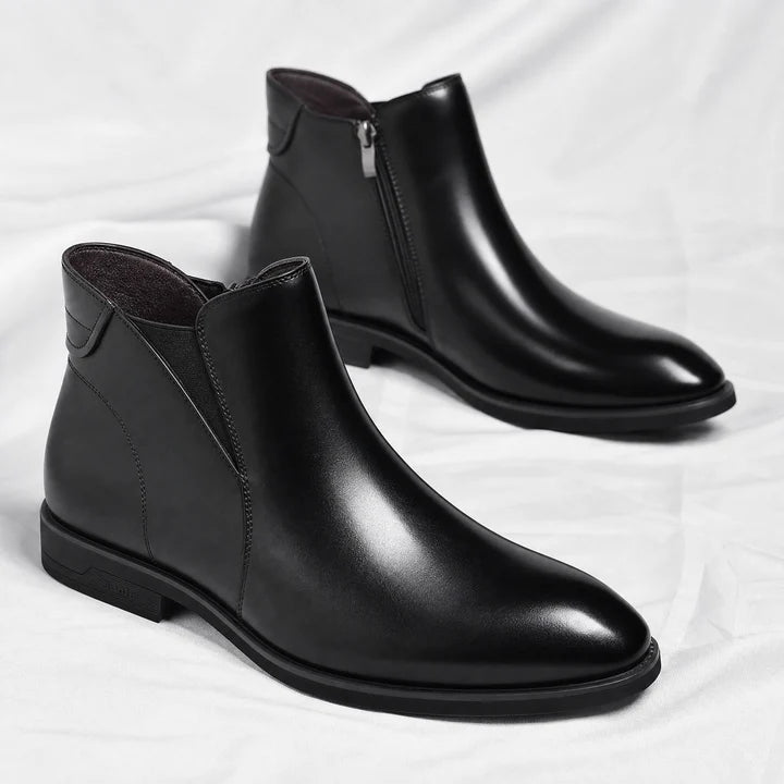 Men’s Leather Chelsea Boots with Cushioned Footbed and Rubber Sole