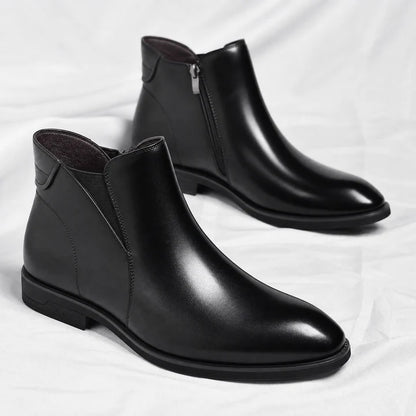 Men’s Leather Chelsea Boots with Cushioned Footbed and Rubber Sole