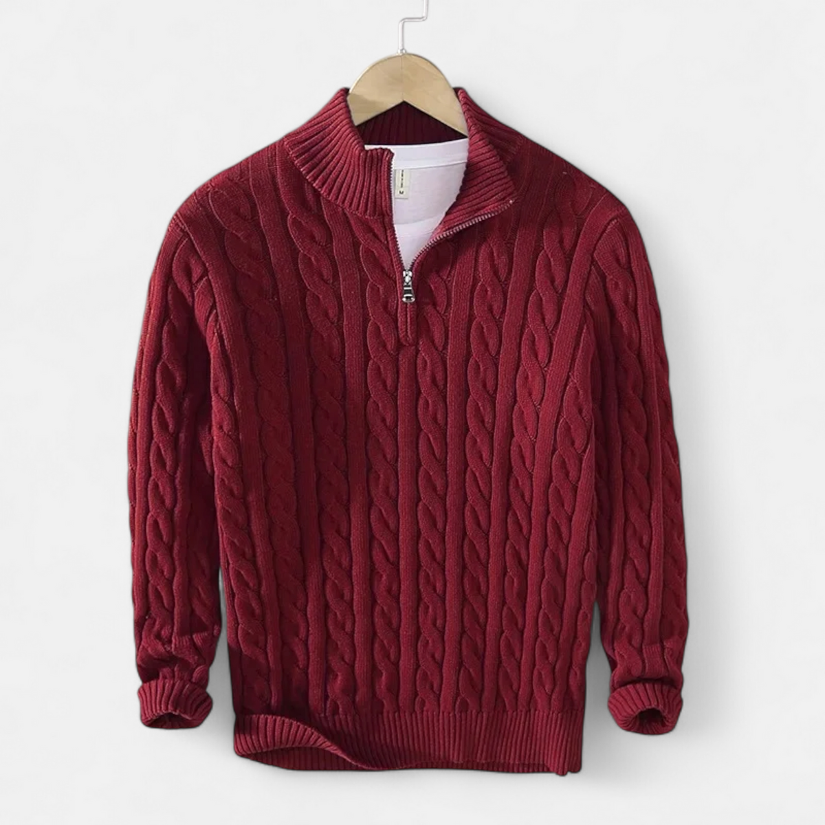 Men’s Ribbed Turtleneck Half-Zip Knit Sweater