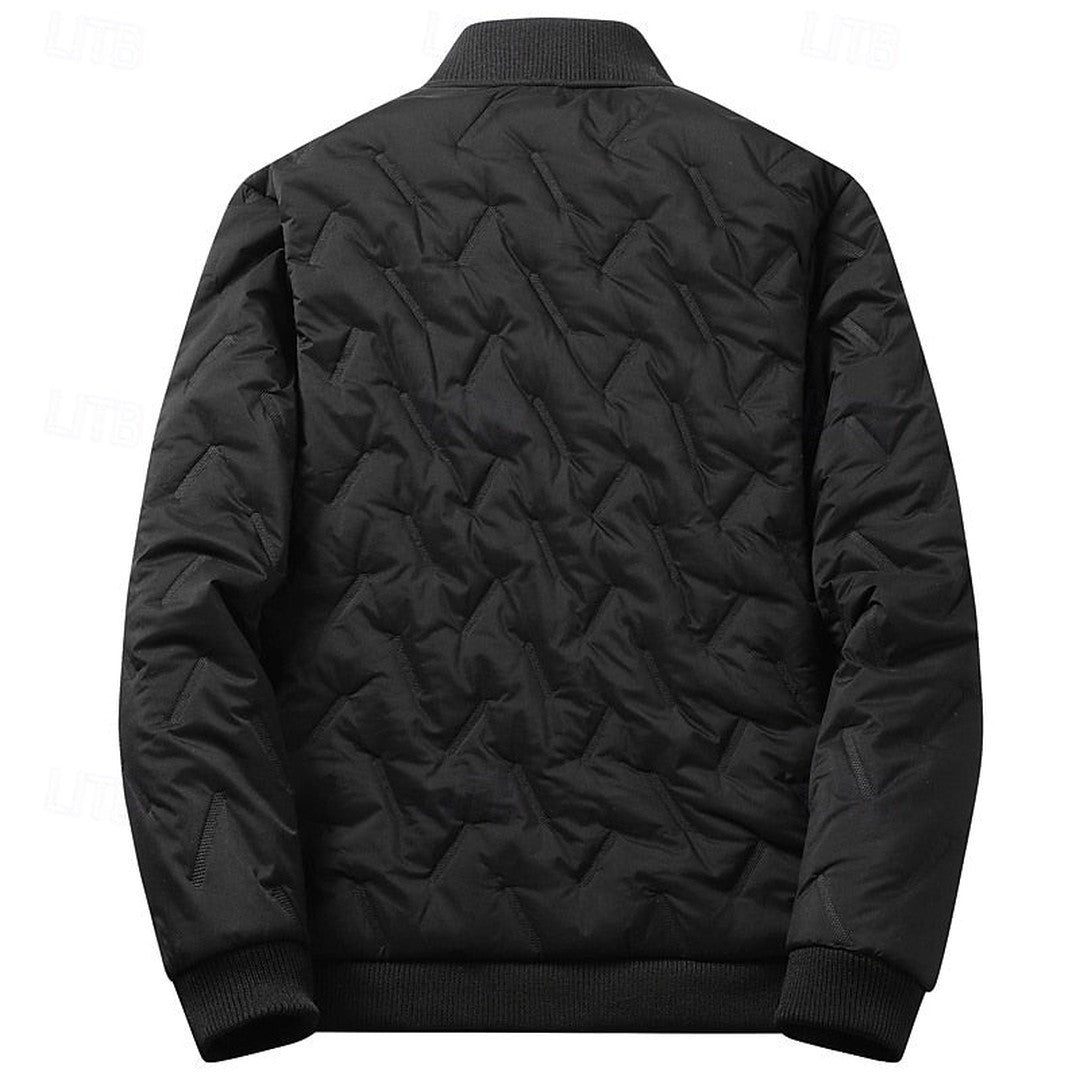 Men’s Textured Quilted Ribbed Bomber Jacket