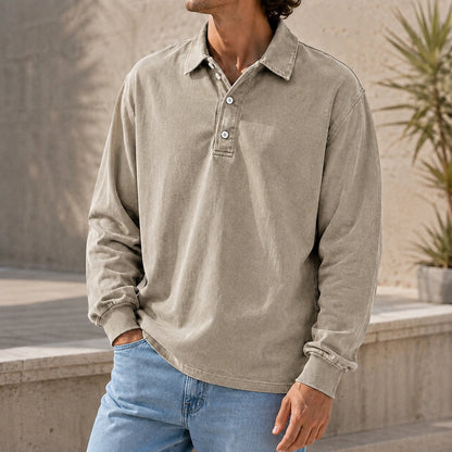 Men’s Vintage Washed Cotton Lapel Shirt
