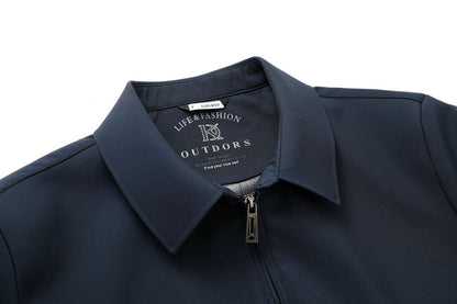 Men's Plaid-Lined Lapel Zip Business Jacket