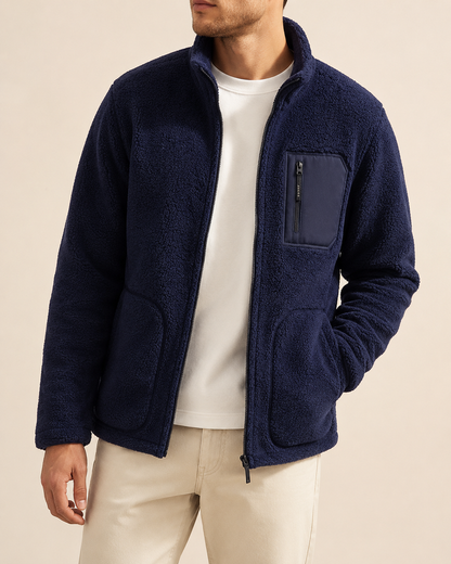Men’s Plush Fleece High-Collar Zip Jacket