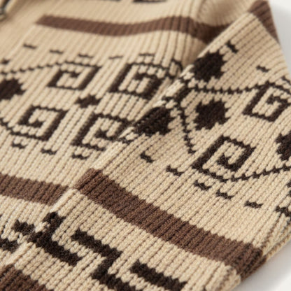 Men’s Patterned Jacquard Shawl Collar Cardigan