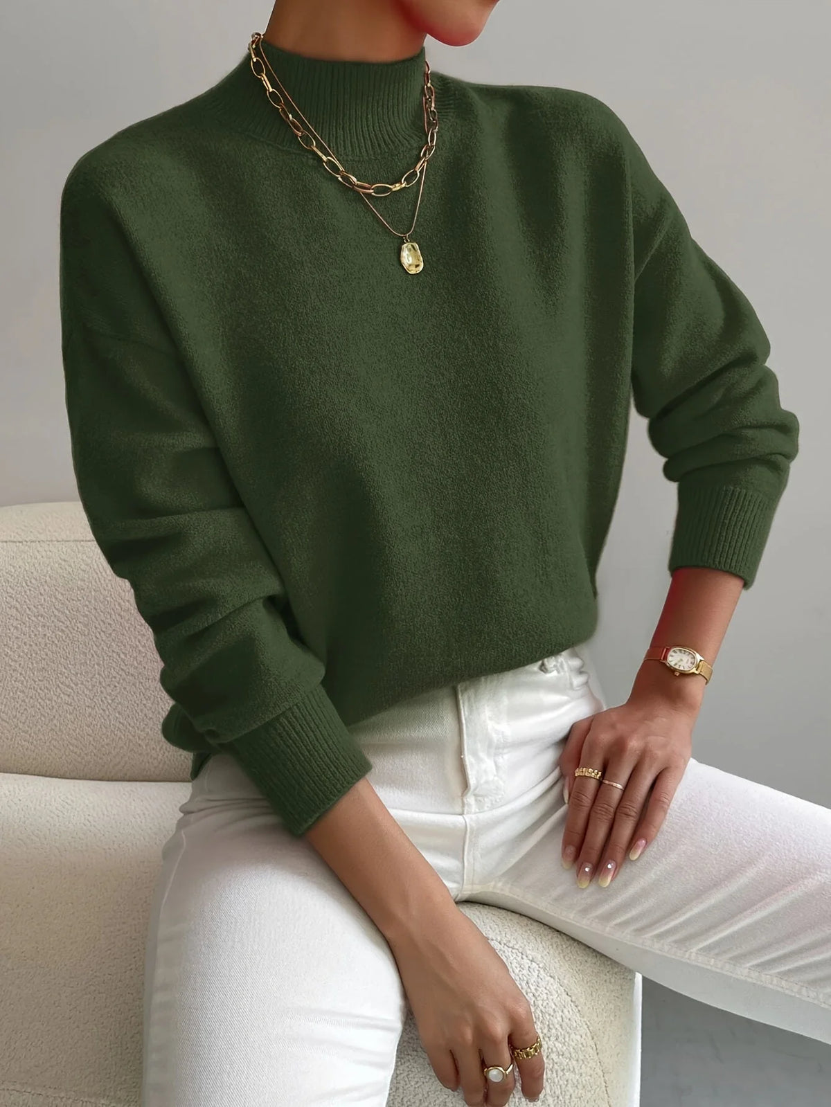 Women’s High-Collar Straight Knit Sweater