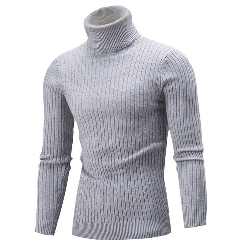 Men’s Textured Cable Knit High-Neck Sweater