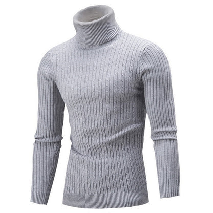 Men’s Textured Cable Knit High-Neck Sweater