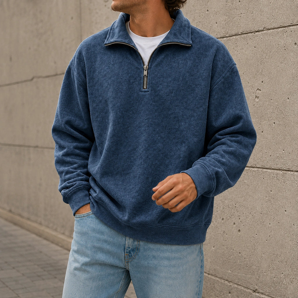 Men’s Relaxed Solid Half-Zip Sweatshirt