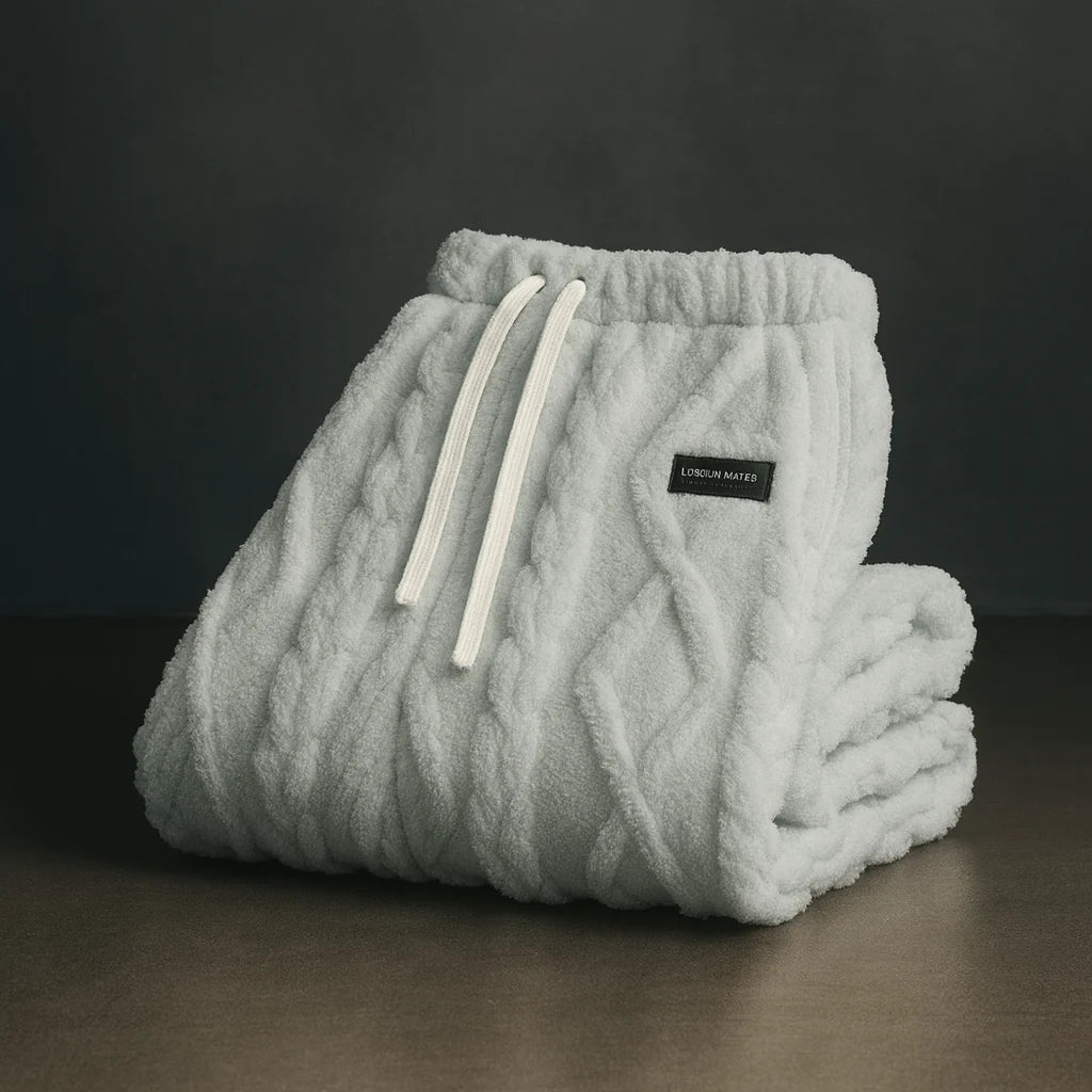 Men’s Cable-Texture Fleece Sweatpants with Relaxed Fit