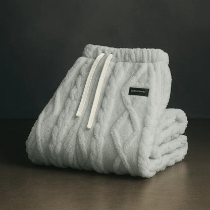 Men’s Cable-Texture Fleece Sweatpants with Relaxed Fit
