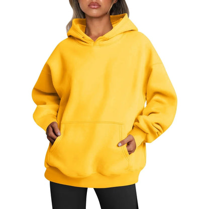 Women’s Oversized Cotton Blend Drop-Shoulder Pullover Hoodie