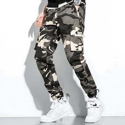 Men’s Stretch Camouflage Cargo Pants with Tapered Fit