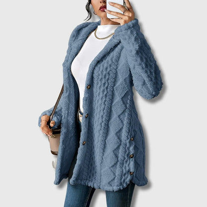 Women’s Soft Teddy Coat with Cozy Hood and Relaxed Fit