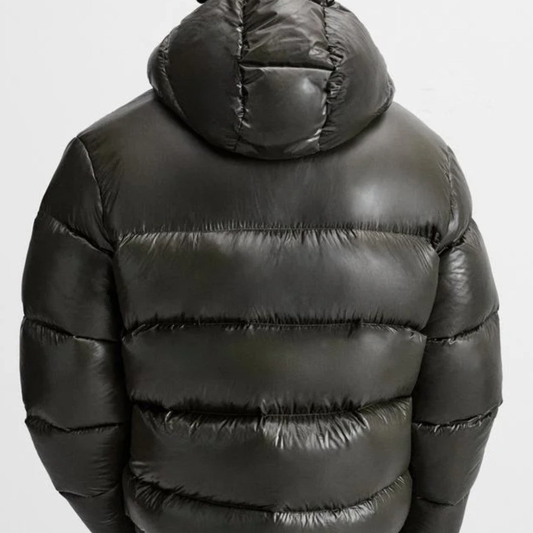 Men’s Lightweight Hooded Puffer Jacket with High Collar