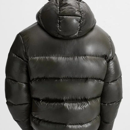 Men’s Lightweight Hooded Puffer Jacket with High Collar