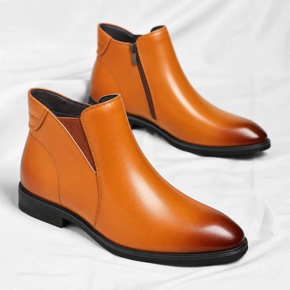 Men’s Leather Chelsea Boots with Cushioned Footbed and Rubber Sole