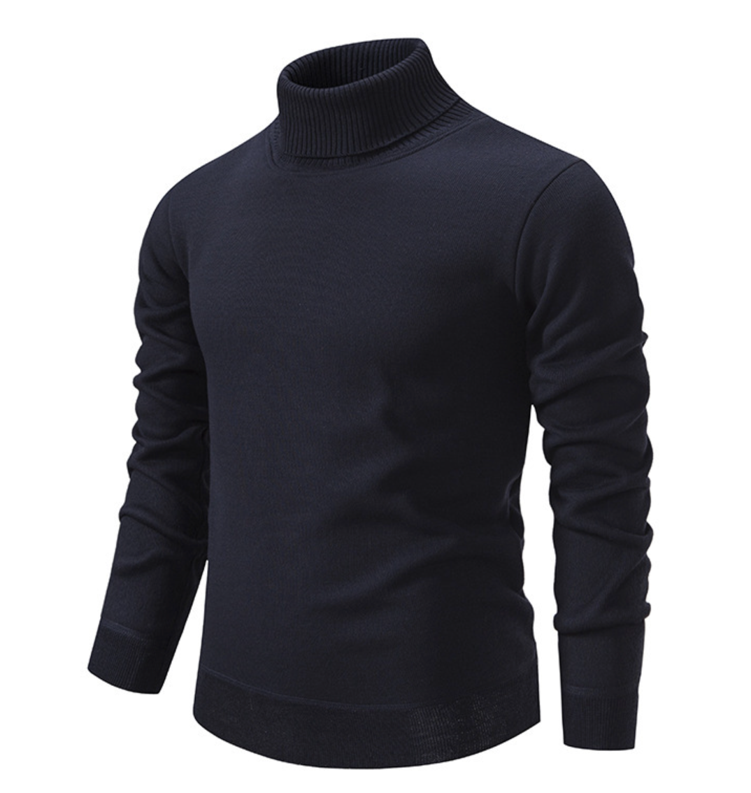 Men’s Ribbed High-Neck Classic Knit Pullover