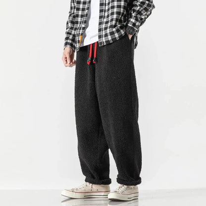 Men’s Soft Fleece Relaxed Pants with Drawstring Waist