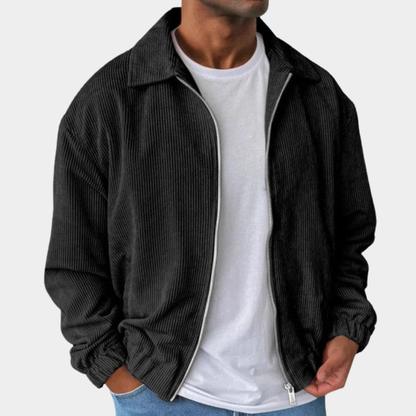 Men’s Textured Relaxed-Fit Full-Zip Collared Jacket