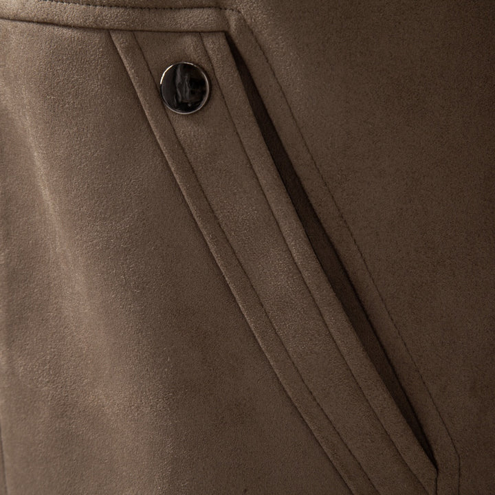 Men's Contrast-Collar Suede-Style Casual Jacket