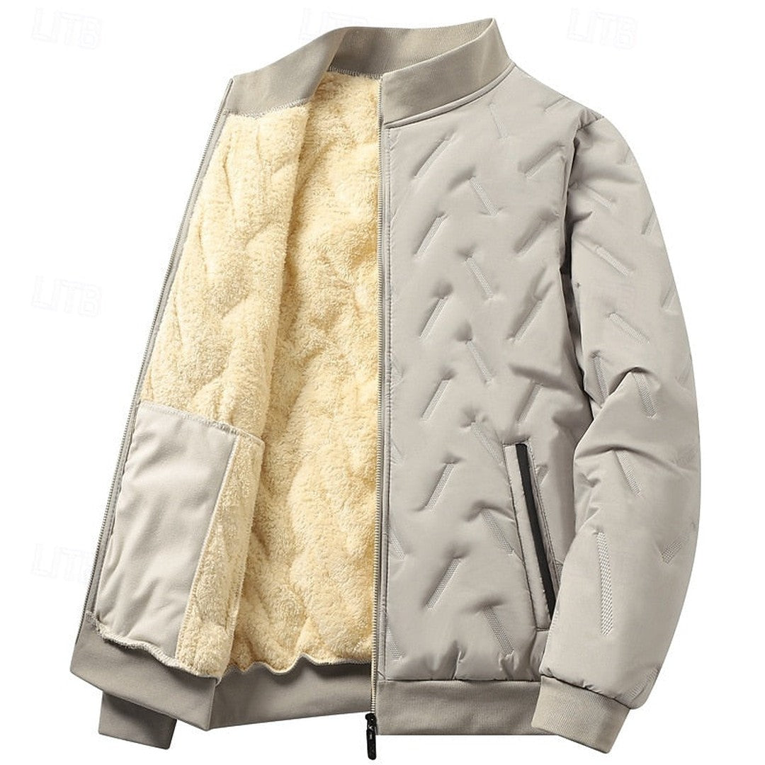 Men’s Textured Quilted Ribbed Bomber Jacket