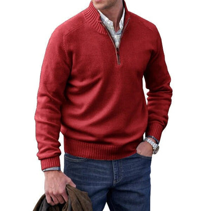 Men’s Cashmere Ribbed Quarter-Zip Pullover