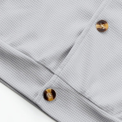 Men’s Textured Relaxed-Fit Lapel Button Jacket