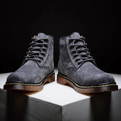 Men’s Genuine Suede Lace-Up Ankle Boots with Lug Sole